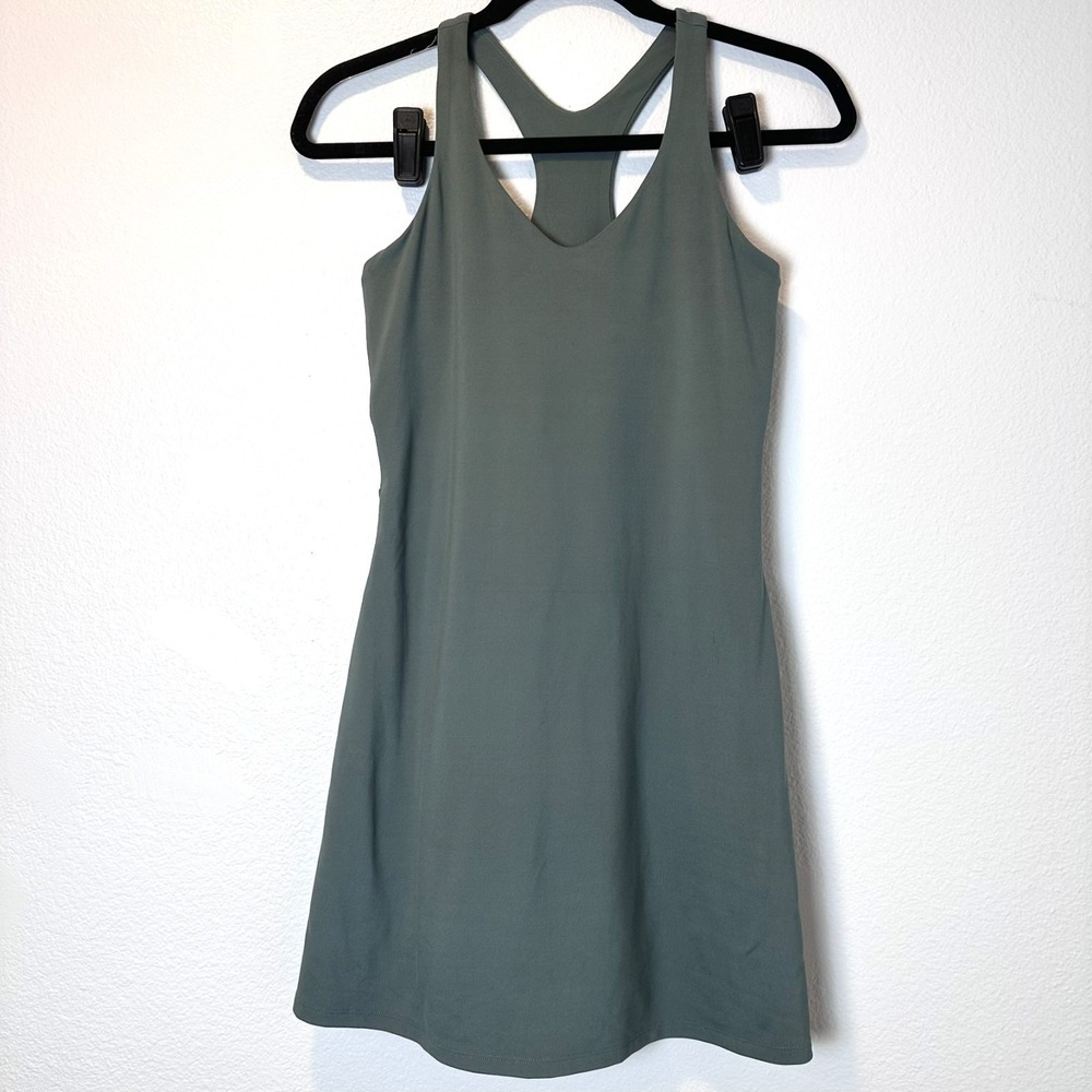 Girlfriend Collective Size-M Lola Active Dress with Shorts Fog Green